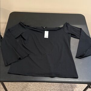 Banana Republic Elegant Black Off-Shoulder Long Sleeve Top